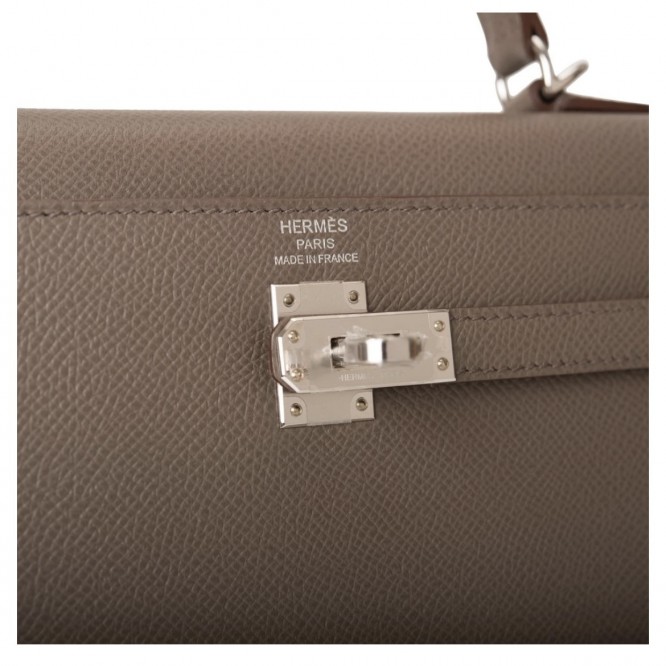 【0111更新】HERMES エルメス Kelly ケリー エプソン グレー シルバー金具 MiniKelly ミニケリー 19cm/20cm/25cm