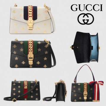 Gucci〔シルヴィ〕ビー（ハチ）＆スター スモール ショルダーバッグ524405 