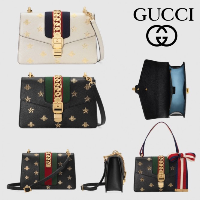 Gucci〔シルヴィ〕ビー（ハチ）＆スター スモール ショルダーバッグ524405 