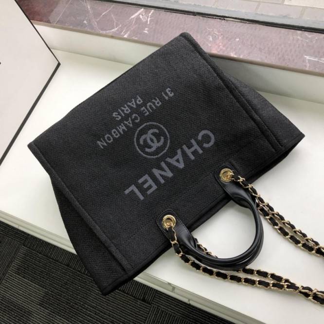 CHANELビーチキャンバスバッグキャンバストートショッピングバッグ