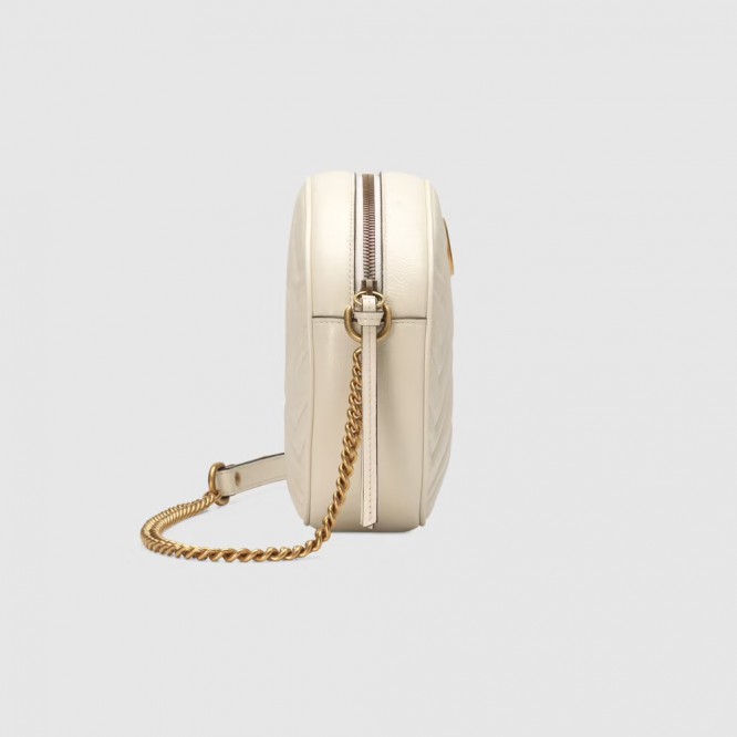 【セレブ愛用☆】GUCCI グッチ 〔GGマーモント〕ラウンド ミニ ショルダーバッグ ホワイト レザー 550154 0OLET 9022