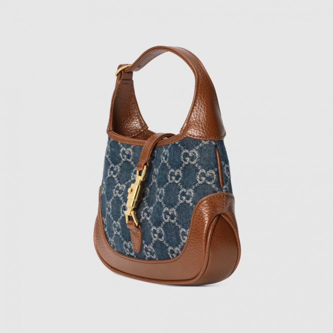 【セレブ愛用☆】GUCCI グッチ 〔ジャッキー 1961〕ミニ バッグ ブルー＆アイボリー GGデニム 637092 2KQGG 8375