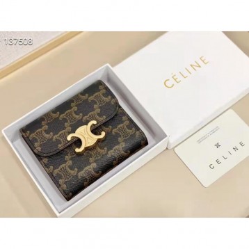 CelineTRIOMPHECANVASロゴプリント小銭入れ財布
