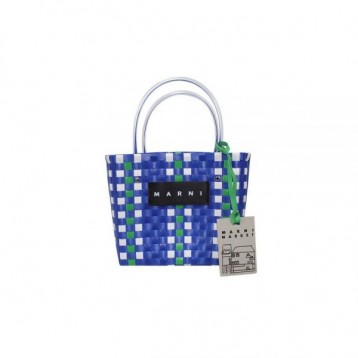 【直営購入】MARNI フラワーカフェ ピクニック バッグカゴ マルニ ハンドバッグ レディース バッグ ブルー BLUE