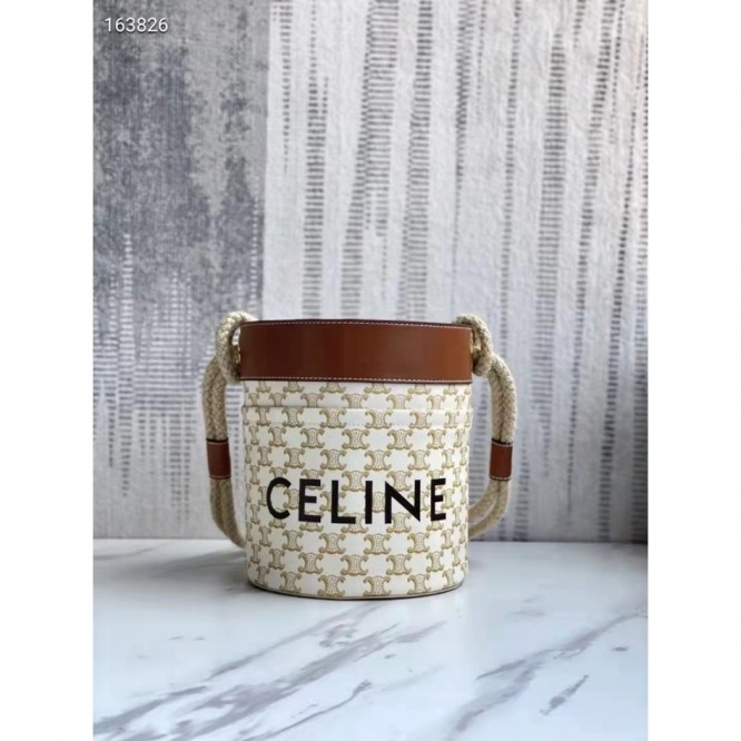 Celineバケットプリントデニムとカウレザーのバケットバッグ