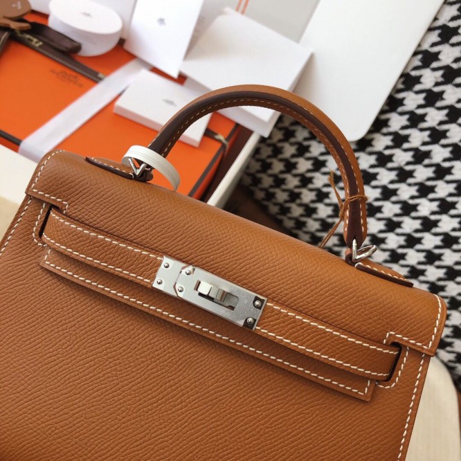 【0111更新】HERMES エルメス Kelly ケリー エプソン ブラウン シルバー金具 MiniKelly ミニケリー 19cm/20cm/25cm