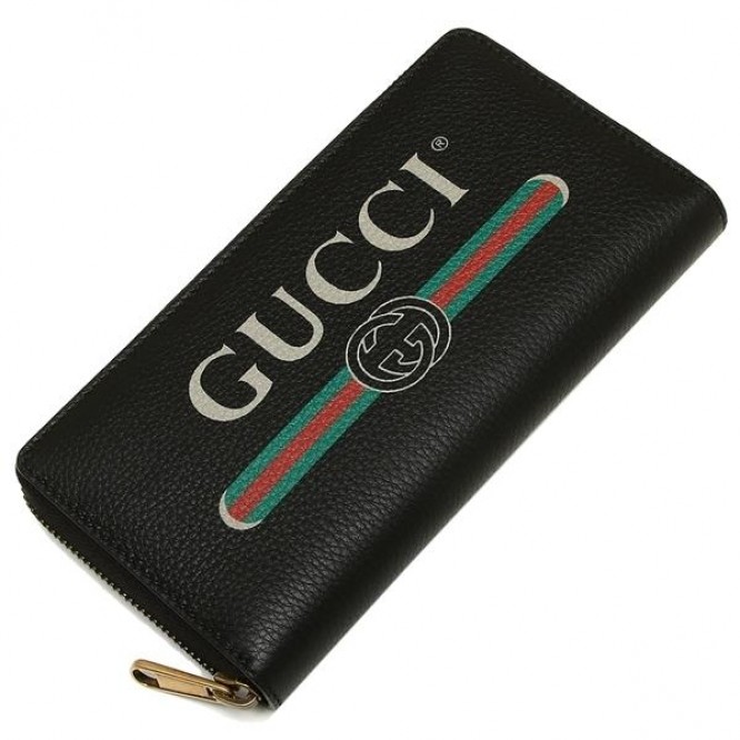 【GUCCI】ロゴプリント ラウンドジップ 長財布