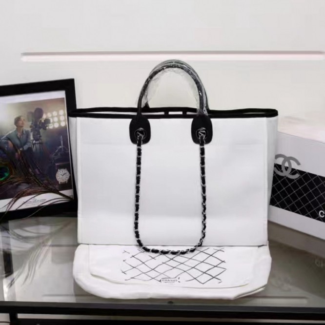 CHANELビーチキャンバスバッグキャンバストートショッピングバッグ
