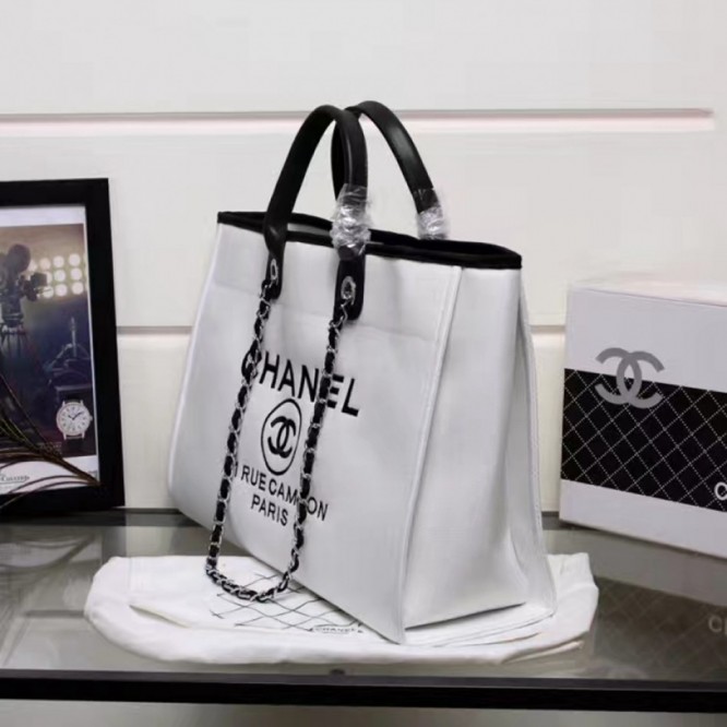 CHANELビーチキャンバスバッグキャンバストートショッピングバッグ