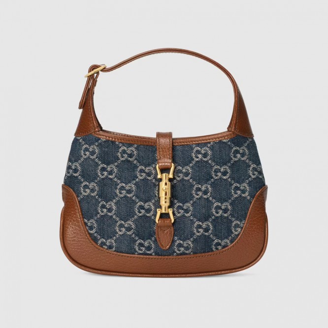 【セレブ愛用☆】GUCCI グッチ 〔ジャッキー 1961〕ミニ バッグ ブルー＆アイボリー GGデニム 637092 2KQGG 8375