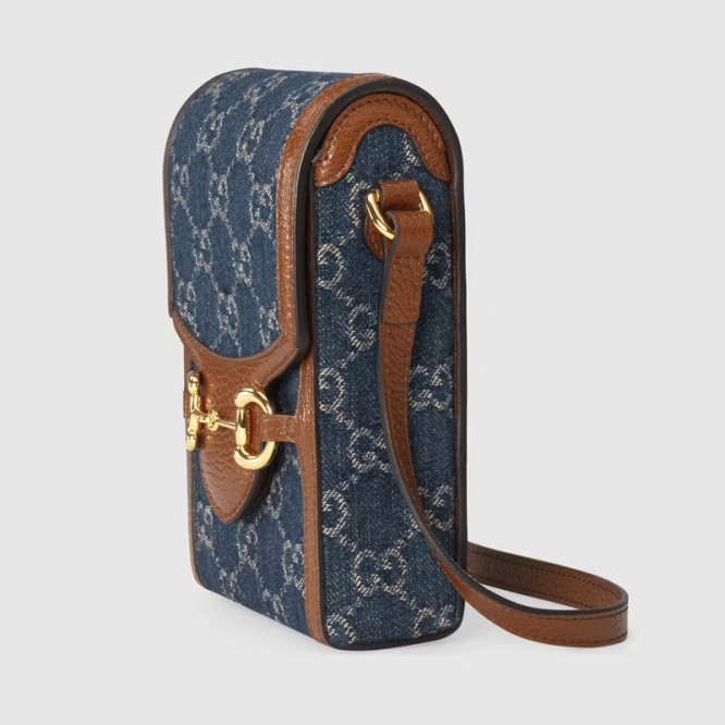 【オシャレ☆】GUCCI グッチ 〔グッチ ホースビット 1955〕ミニバッグ   ブルー＆アイボリー GGデニム ‎625615 2KQGG 8375