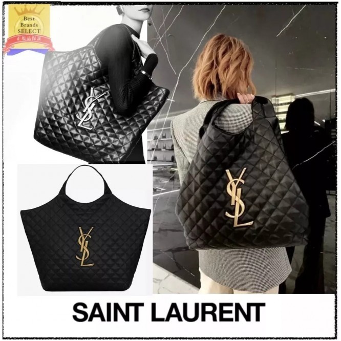 滝沢カレンさん【BLACKPINKROSE同じバッグ】SAINT LAURENTイカール マキシ ショッピングバッグ（ラムスキン／キルティン