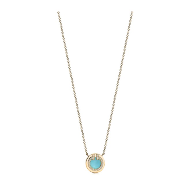 ★1129新品★Tiffany ティファニー T ダイヤモンド＆ターコイズ サークル ペンダント 67520602