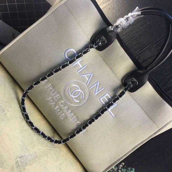 CHANELビーチキャンバスバッグキャンバストートショッピングバッグ