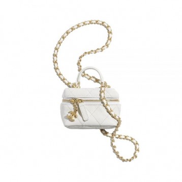 【定番♡人気の☆シャネル】CHANEL シャネル スモール ヴァニティー ケース カーフスキン ホワイト AP2194