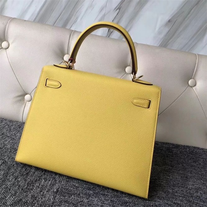 【0111更新】HERMES エルメス Kelly ケリー エプソン イエロー シルバー金具 MiniKelly ミニケリー 19cm/20cm/25cm