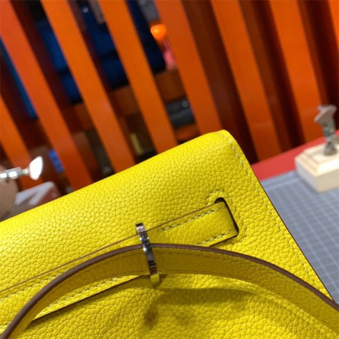 【0111更新】HERMES エルメス Kelly ケリー エプソン イエロー シルバー金具 MiniKelly ミニケリー 19cm/20cm/25cm