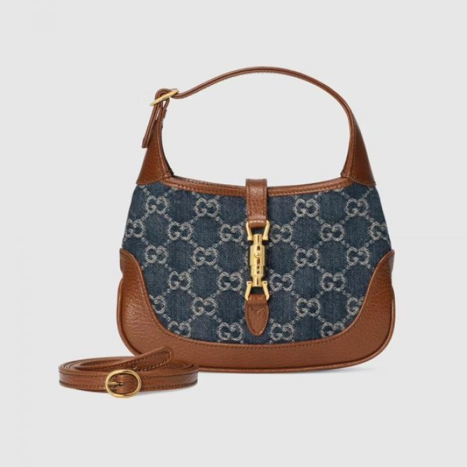 【セレブ愛用☆】GUCCI グッチ 〔ジャッキー 1961〕ミニ バッグ ブルー＆アイボリー GGデニム 637092 2KQGG 8375