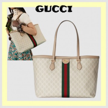 GUCCI 〉〉ウェブ ストライプ付き ミディアムトートバッグ