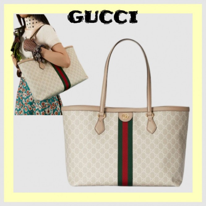 GUCCI 〉〉ウェブ ストライプ付き ミディアムトートバッグ