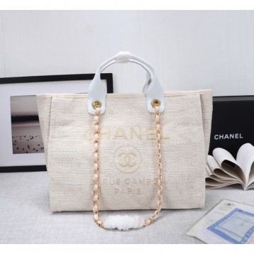 CHANELビーチキャンバスバッグキャンバストートショッピングバッグ