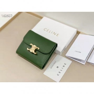 Celine小さな光沢のある滑らかなラムレザーフラップウォレット財布