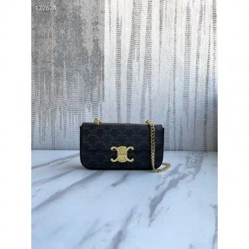Celine・TRIOMPHECANVASロゴプリントチェーンショルダーバッグ