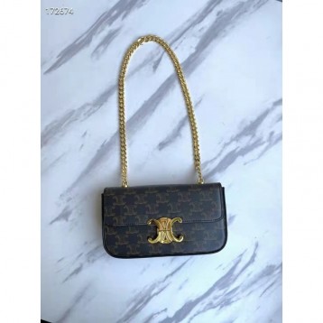 Celine・TRIOMPHECANVASロゴプリントチェーンショルダーバッグ Celine・TRIOMPHECANVASロゴプリントチェーンショルダーバッグ