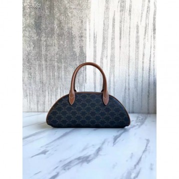 Celine・TECKELミディアムロゴプリントカーフスキンハンドバッグ