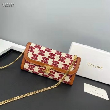 Celine・TRIOMPHEロゴプリントチェーンバッグ