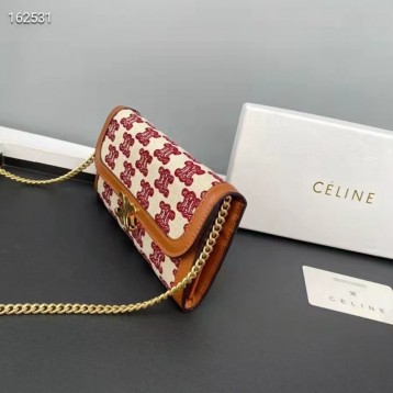 Celine・TRIOMPHEロゴプリントチェーンバッグ Celine・TRIOMPHEロゴプリントチェーンバッグ