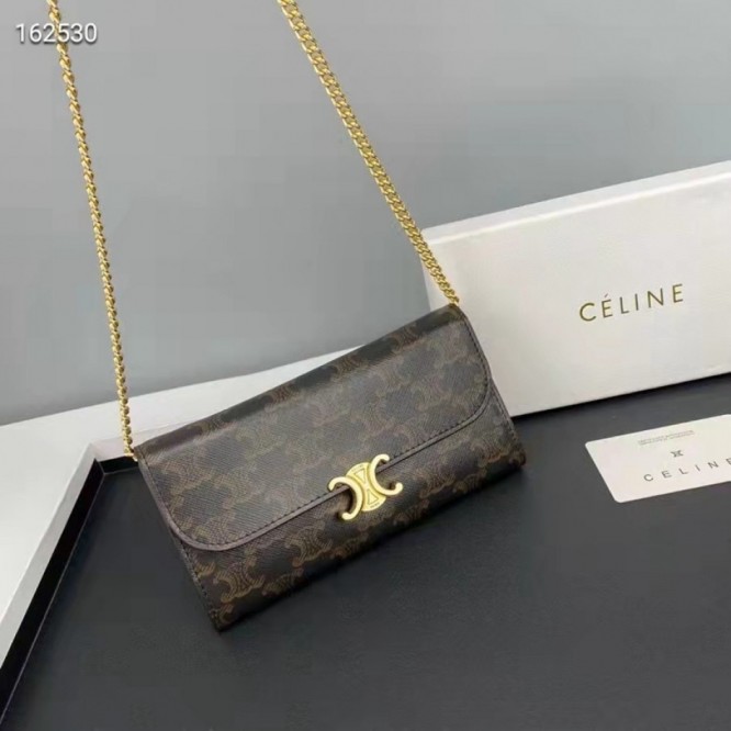 Celine・TRIOMPHEロゴプリントチェーンバッグCeline075