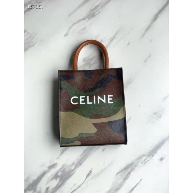 Celine・CABASロゴプリント縦型ハンドバッグ