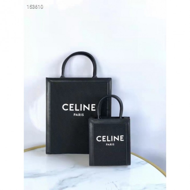 Celine・CABASロゴプリント縦型ハンドバッグ