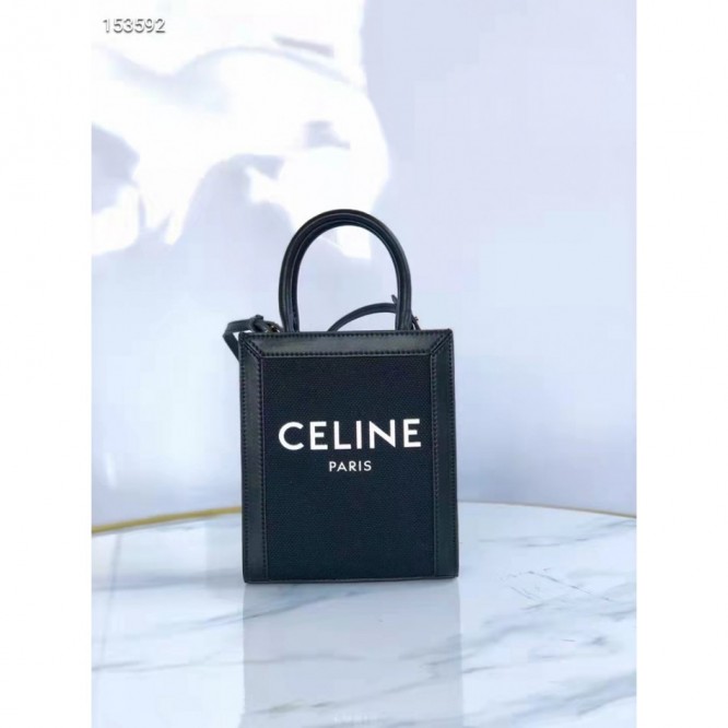 Celine・CABASロゴプリント縦型ハンドバッグ