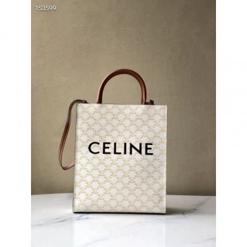 Celine・CABASロゴプリント縦型ハンドバッグ