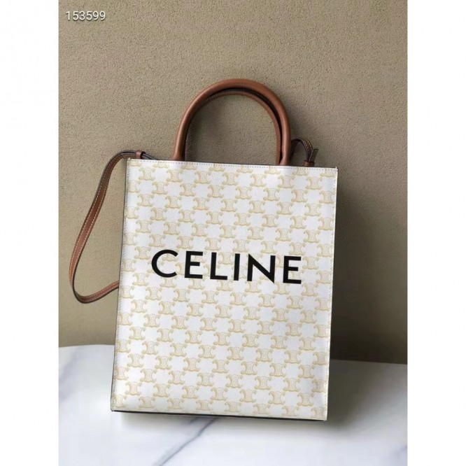 Celine・CABASロゴプリント縦型ハンドバッグ