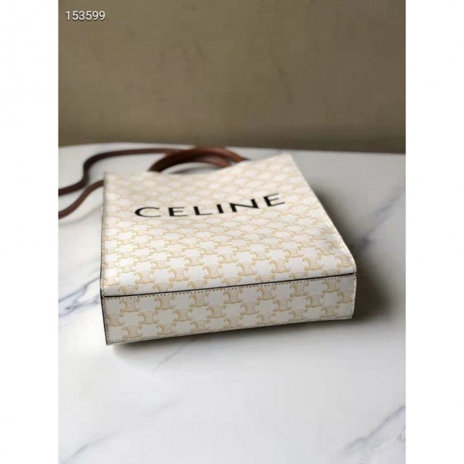 Celine・CABASロゴプリント縦型ハンドバッグ