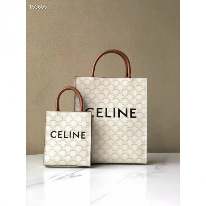 Celine・CABASロゴプリント縦型ハンドバッグ