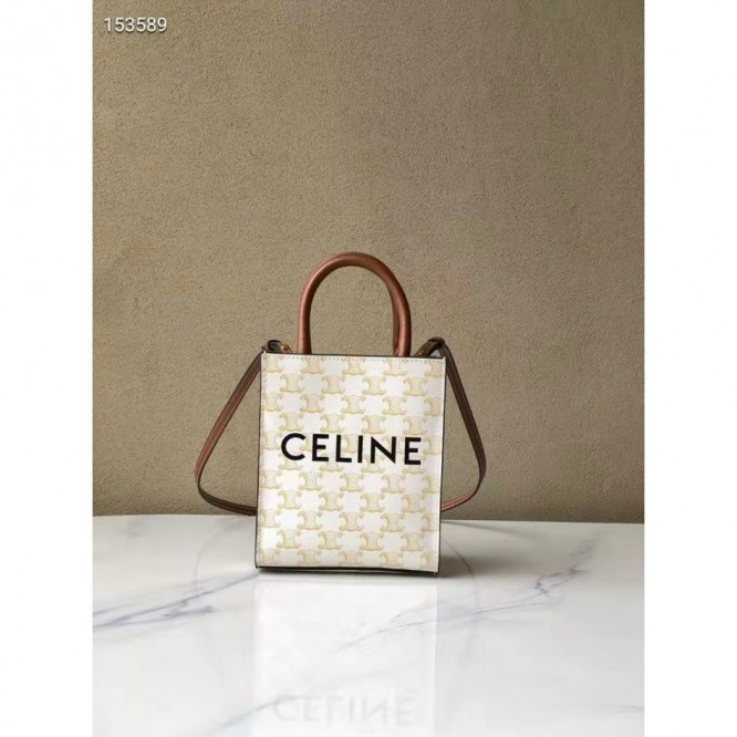Celine・CABASロゴプリント縦型ハンドバッグ