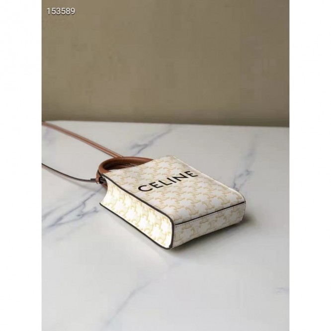 Celine・CABASロゴプリント縦型ハンドバッグ