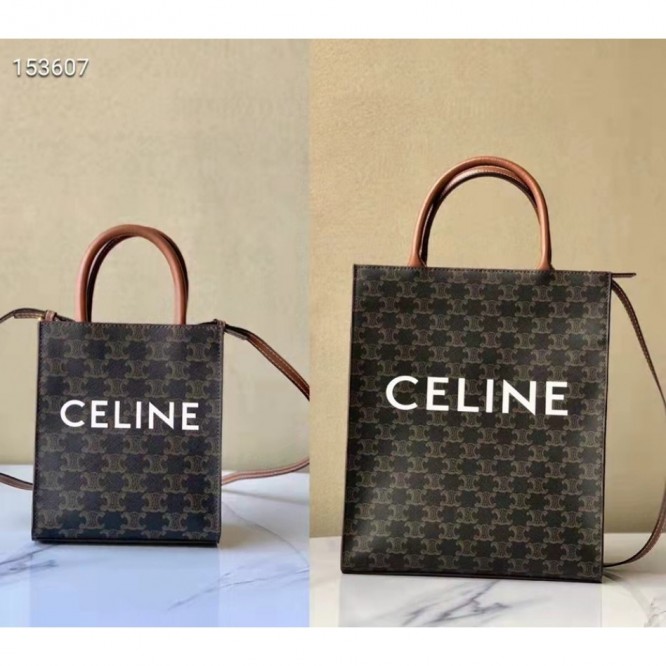 Celine・CABASロゴプリント縦型ハンドバッグ