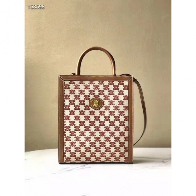 Celine・CABAS刺繡生地縦型ハンドバッグ