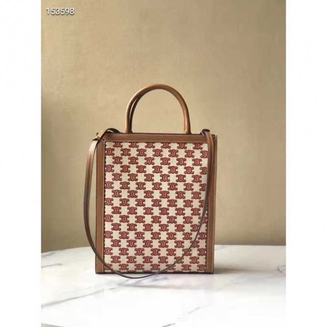 Celine・CABAS刺繡生地縦型ハンドバッグ