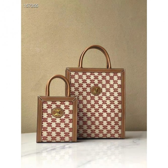 Celine・CABAS刺繡生地縦型ハンドバッグ