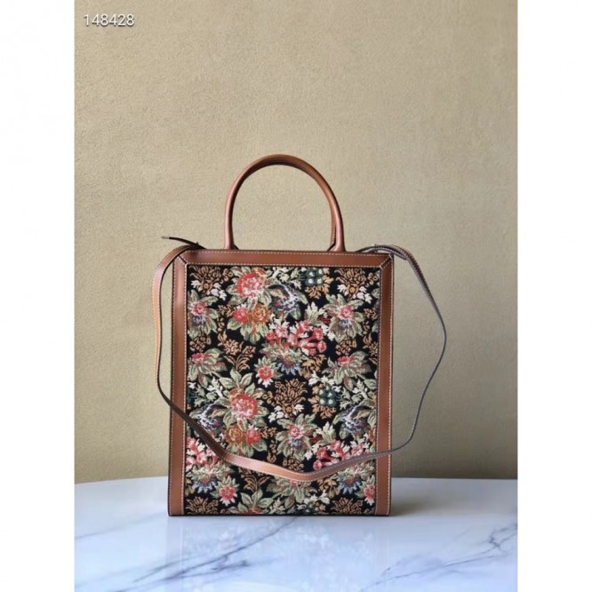 Celine・CABAS刺繡生地縦型ハンドバッグ