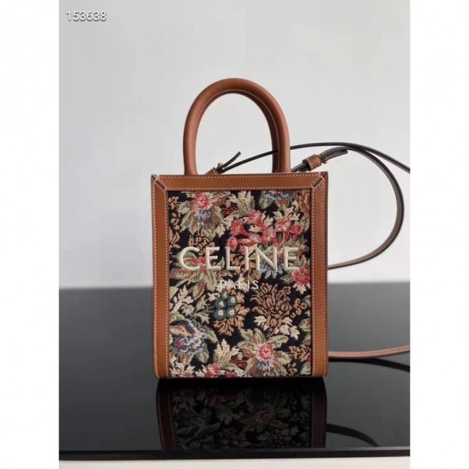 Celine・CABAS刺繡生地縦型ハンドバッグ