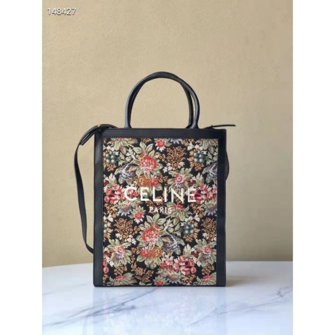 Celine・CABASロゴプリント縦型ハンドバッグ