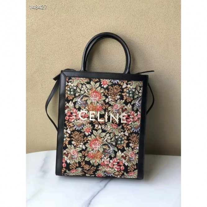 Celine・CABASロゴプリント縦型ハンドバッグ