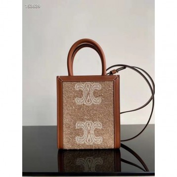 Celine・CABAS刺繡生地縦型ハンドバッグ